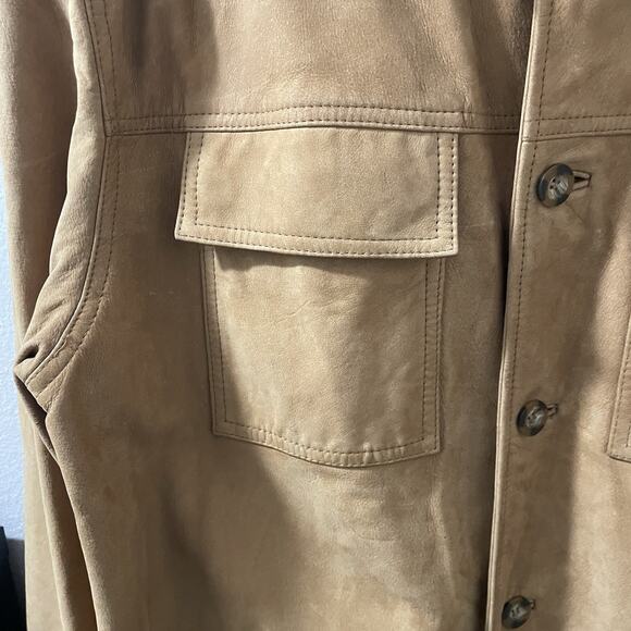 Tan Suede Leather Barn Coat Utility Jacket Mens XL Sport Chore Hunting - Picture 5 of 16